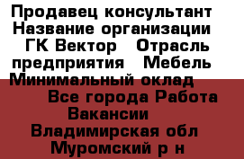 Продавец-консультант › Название организации ­ ГК Вектор › Отрасль предприятия ­ Мебель › Минимальный оклад ­ 15 000 - Все города Работа » Вакансии   . Владимирская обл.,Муромский р-н